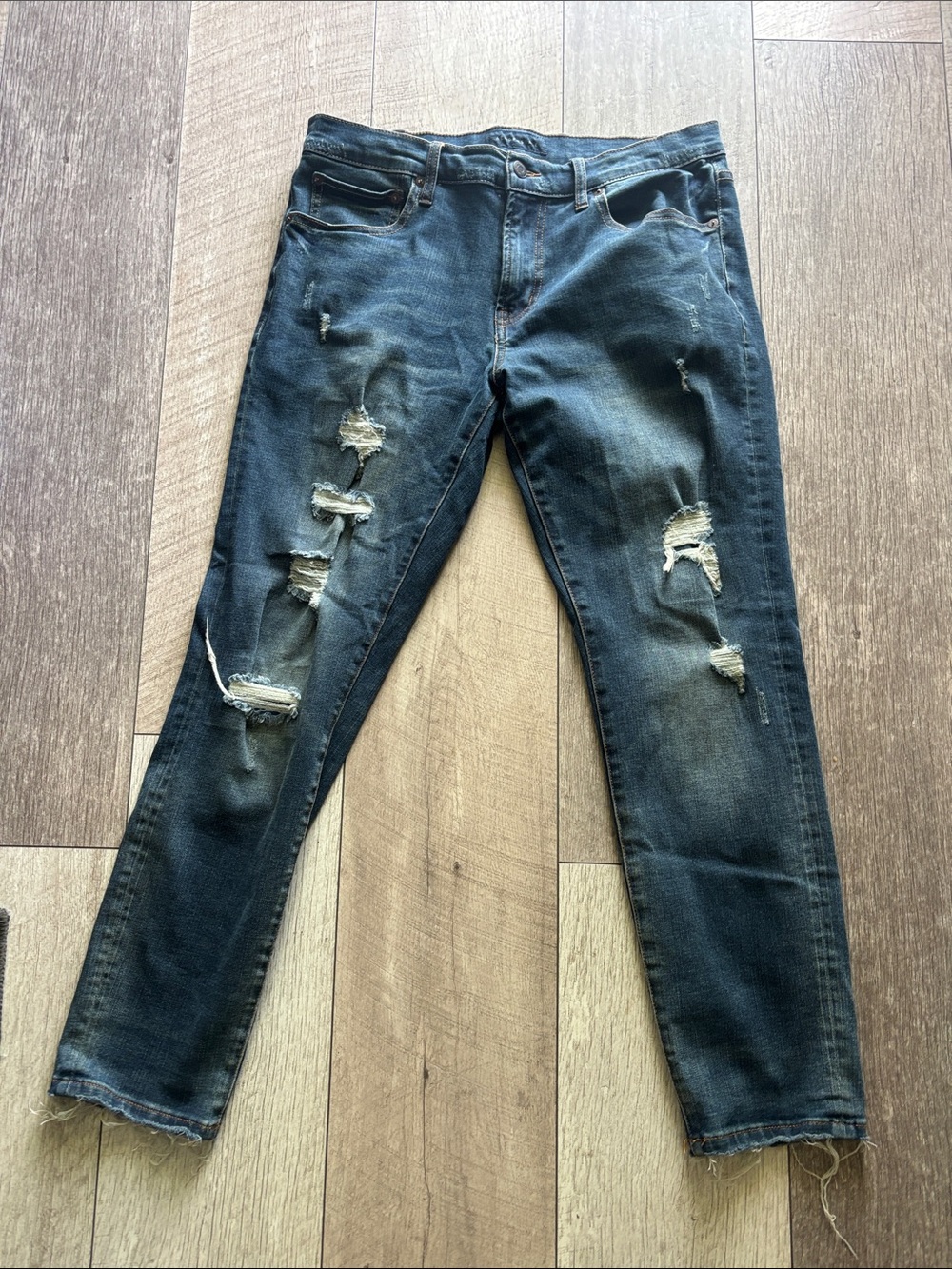 Men's Distressed Dark Blue Ripped Jeans Aeropostale Skinny
